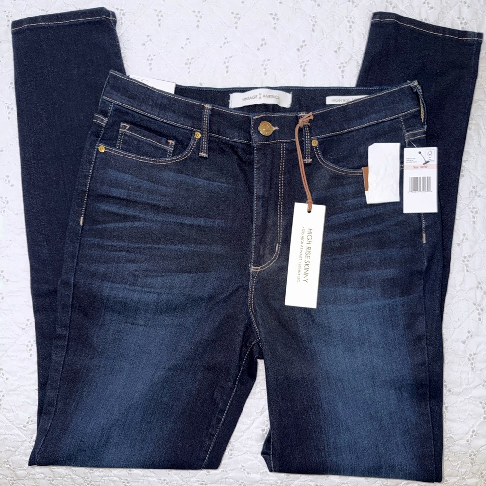 Vintage America High-Rise Skinny Jeans - Dark Indigo